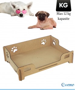 Büyük Köpek Yatağı Dekoratif Ahşap Dayanıklı Ham Renk Pati Model